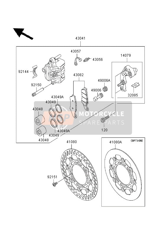 Kawasaki KX250 2003 Freno anteriore per un 2003 Kawasaki KX250