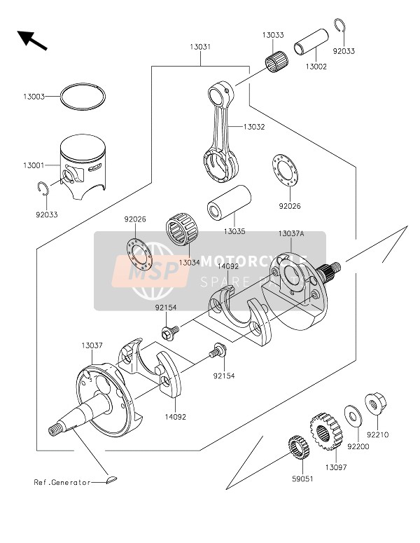 Kawasaki KX85-SW 2021 Cigüeñal & Pistón(S) para un 2021 Kawasaki KX85-SW