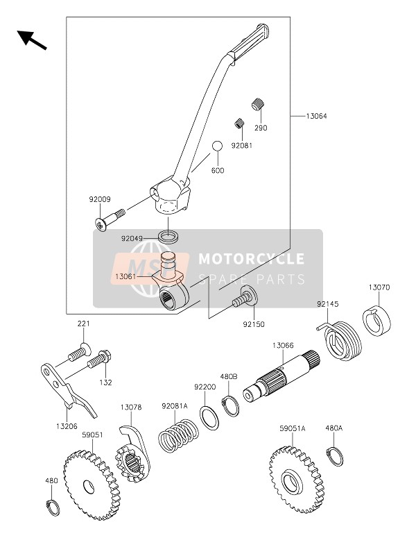 Kawasaki KX85-SW 2021 Coup de pied Mécanisme pour un 2021 Kawasaki KX85-SW