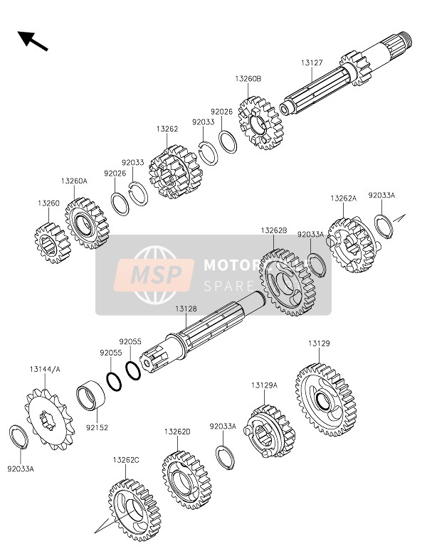 Kawasaki KX85-SW 2021 Transmissie voor een 2021 Kawasaki KX85-SW