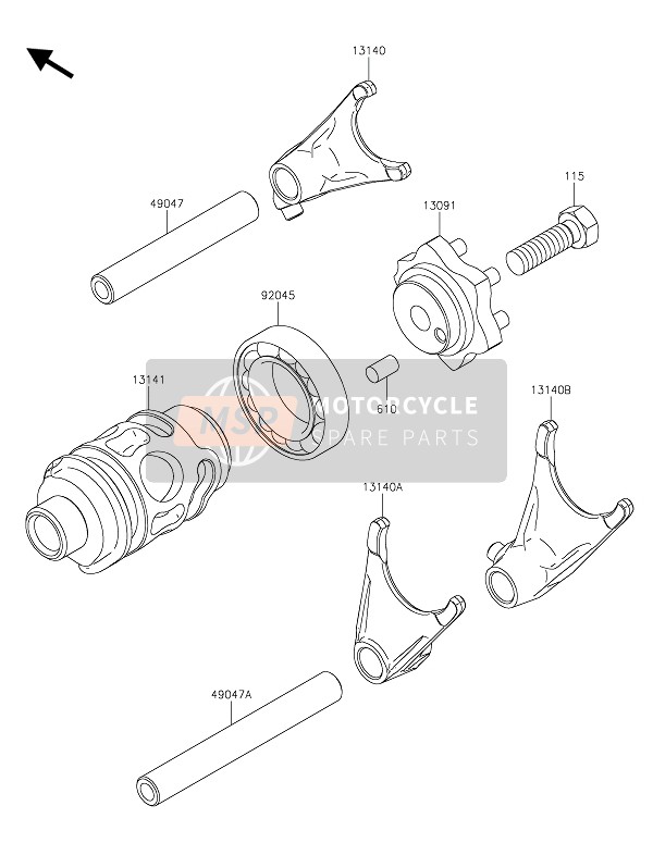 Kawasaki KX85-SW 2021 Tambor de cambio de marchas & Horquilla de cambio(S) para un 2021 Kawasaki KX85-SW