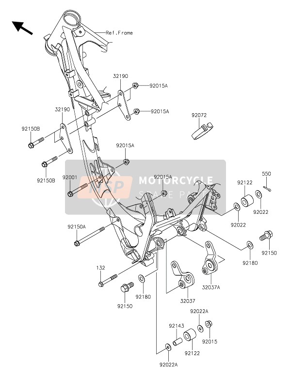 Kawasaki KX85-SW 2021 Supporto del motore per un 2021 Kawasaki KX85-SW