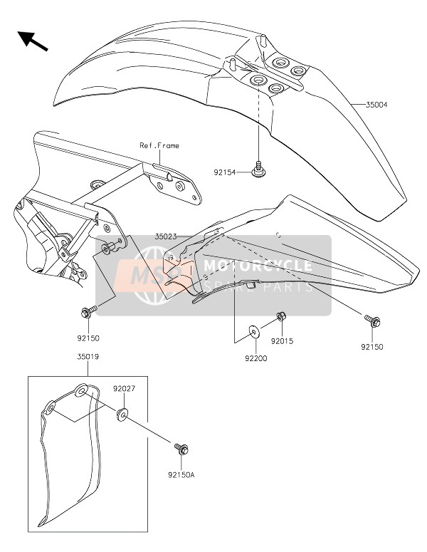 Kawasaki KX85-SW 2021 KOTFLÜGEL für ein 2021 Kawasaki KX85-SW