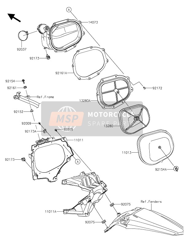 Kawasaki KX250 2021 Filtro dell'aria per un 2021 Kawasaki KX250