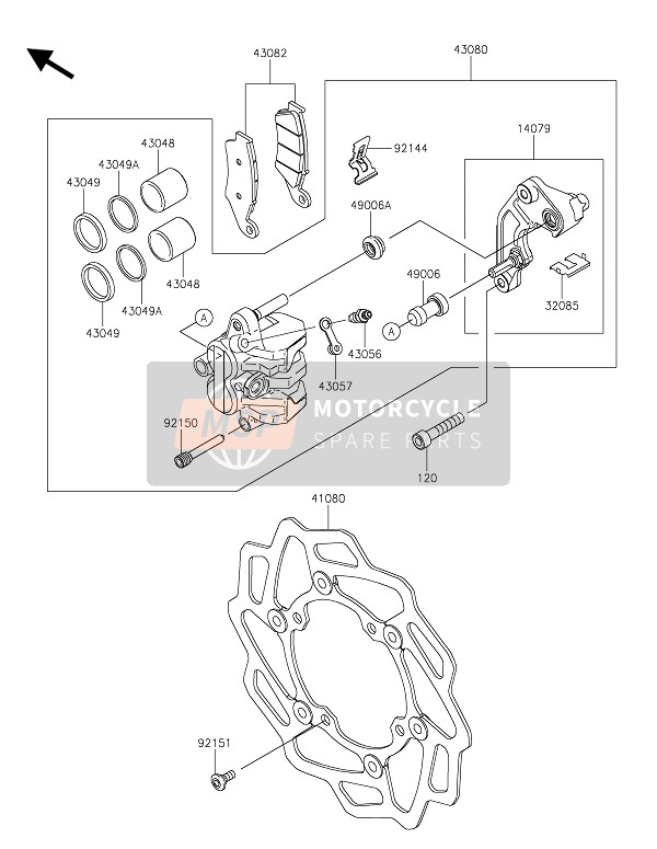 Kawasaki KX250 2021 FRONT BRAKE for a 2021 Kawasaki KX250