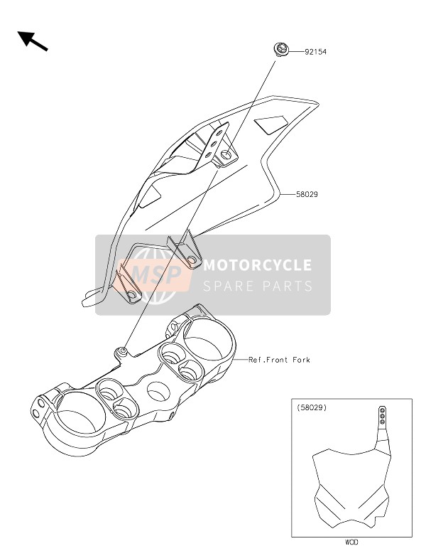 Kawasaki KX250 2021 Accesorio (Placa de matrícula) para un 2021 Kawasaki KX250