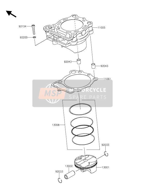 Kawasaki KX250XC 2021 CYLINDER & PISTON(S) for a 2021 Kawasaki KX250XC