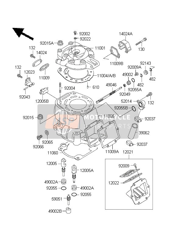 Kawasaki KX500 2003 Cabeza de cilindro & Cilindro para un 2003 Kawasaki KX500