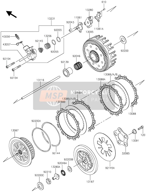 Kawasaki KX250XC 2021 Embrayage pour un 2021 Kawasaki KX250XC