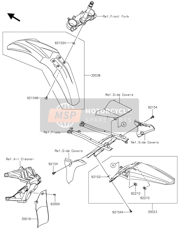 Kawasaki KX250XC 2021 Parafanghi per un 2021 Kawasaki KX250XC