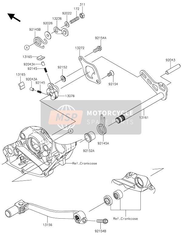 Kawasaki KX450 2021 Schakelmechanisme voor een 2021 Kawasaki KX450