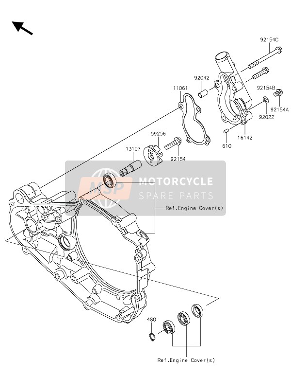 Kawasaki KX450 2021 Waterpomp voor een 2021 Kawasaki KX450