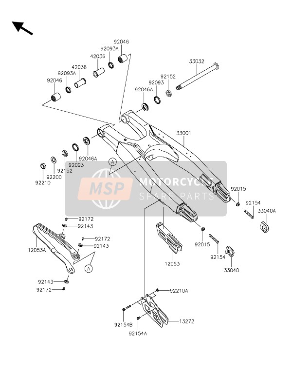 Kawasaki KX450 2021 Achterbrug voor een 2021 Kawasaki KX450