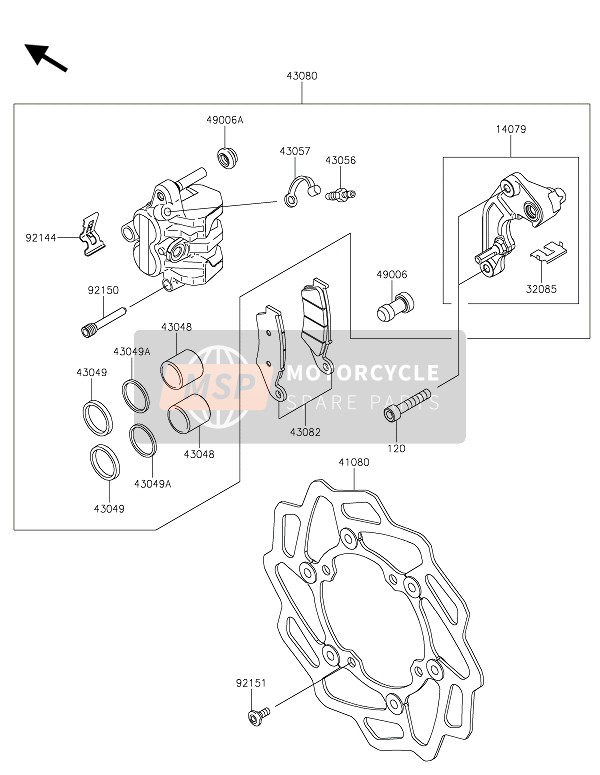 Kawasaki KX450 2021 Voor rem voor een 2021 Kawasaki KX450