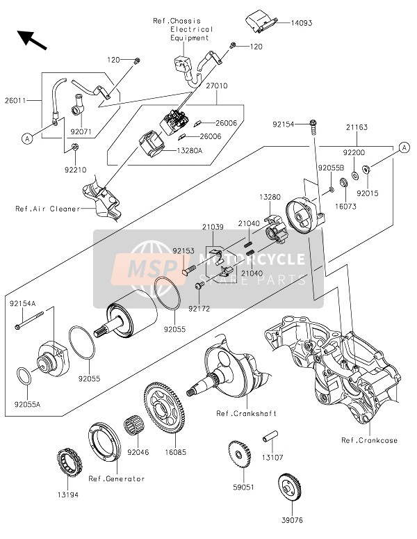 Kawasaki KX450C 2021 Startmotor voor een 2021 Kawasaki KX450C