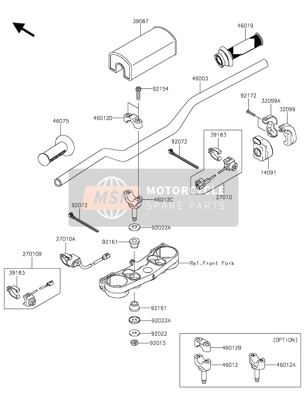 Kawasaki KX450C 2021 Guidon pour un 2021 Kawasaki KX450C