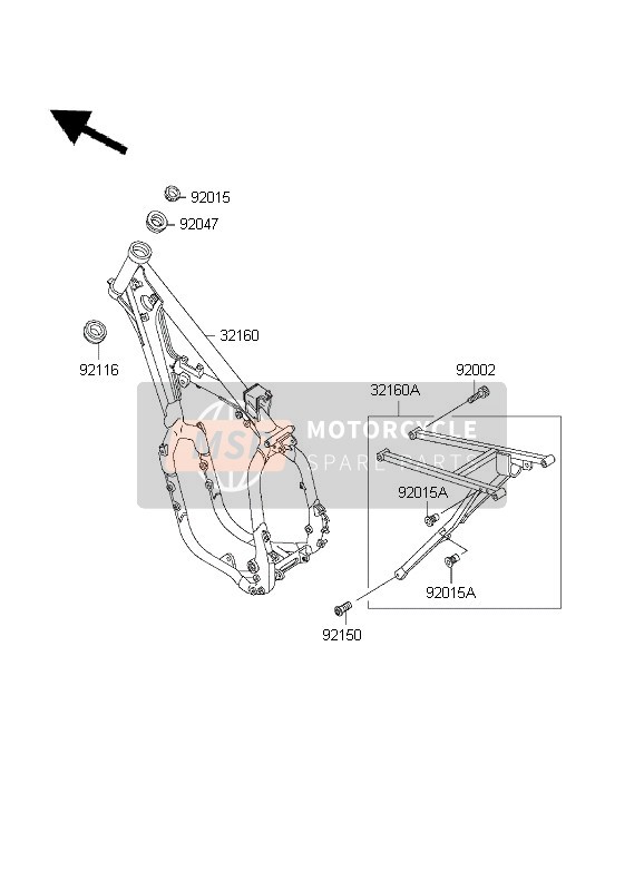 321601807GD, FRAME-COMP,Al,Rr,G.Gray, Kawasaki, 0