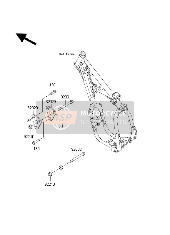 Kawasaki KX500 2003 Engine Mount for a 2003 Kawasaki KX500