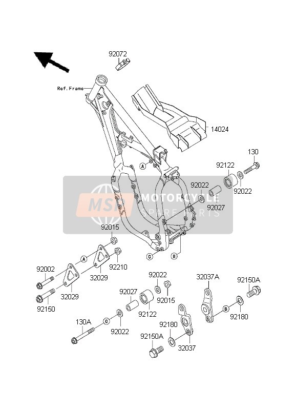 Kawasaki KX500 2003 Accesorios de marco para un 2003 Kawasaki KX500