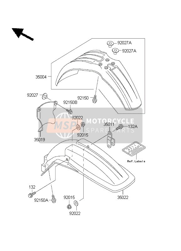 Kawasaki KX500 2003 Guardabarros para un 2003 Kawasaki KX500