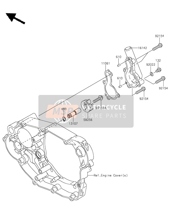 Kawasaki KLX450R  2022 Waterpomp voor een 2022 Kawasaki KLX450R 