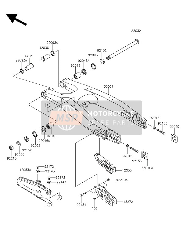 Kawasaki KLX450R  2022 SWINGARM for a 2022 Kawasaki KLX450R 