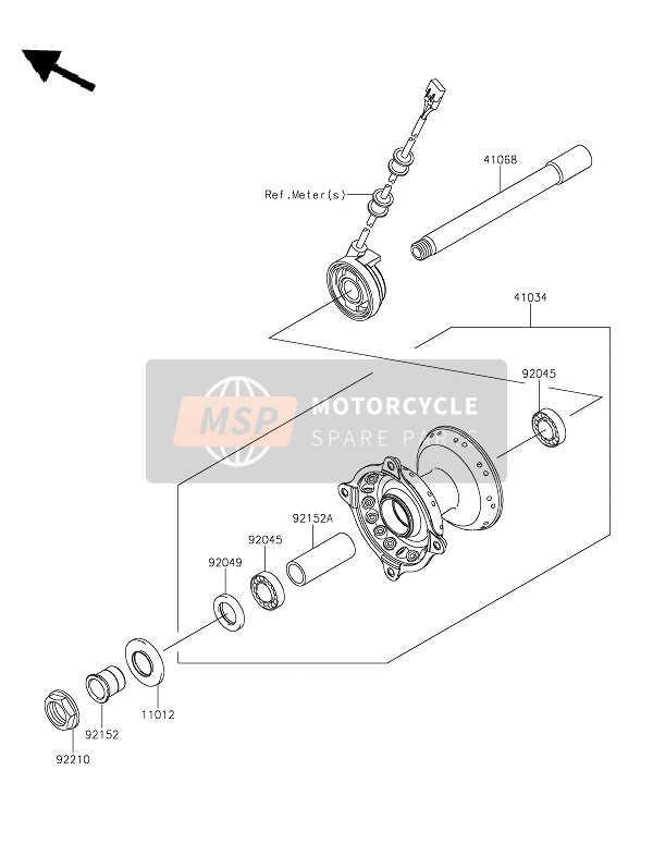 Kawasaki KLX450R  2022 Moyeu avant pour un 2022 Kawasaki KLX450R 