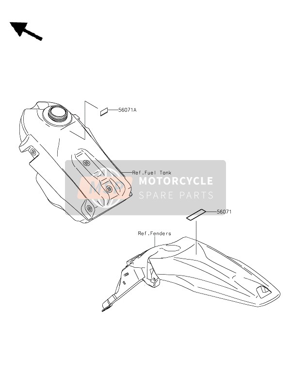 Kawasaki KLX450R  2022 Etiketten voor een 2022 Kawasaki KLX450R 