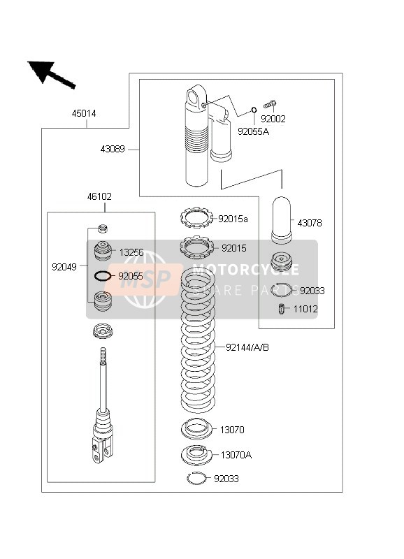 9214415068V, Spring,Shockabsorber,K=5.5,Sil, Kawasaki, 2