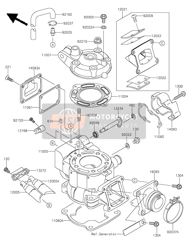 Kawasaki KX85 2022 Cilinderkop & Cilinder voor een 2022 Kawasaki KX85