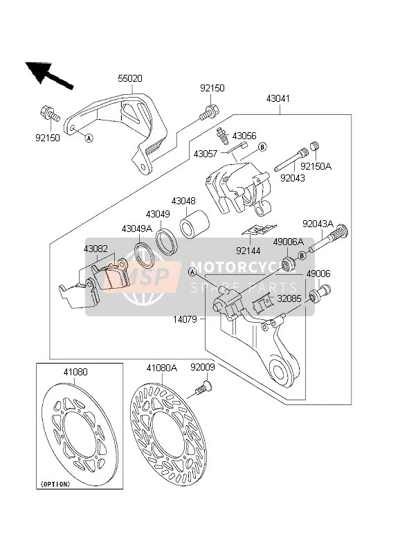 Kawasaki KX500 2003 Frein arriere pour un 2003 Kawasaki KX500