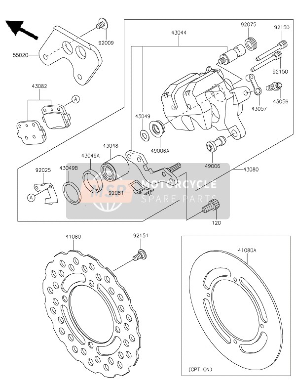 Kawasaki KX85 2022 REAR BRAKE for a 2022 Kawasaki KX85