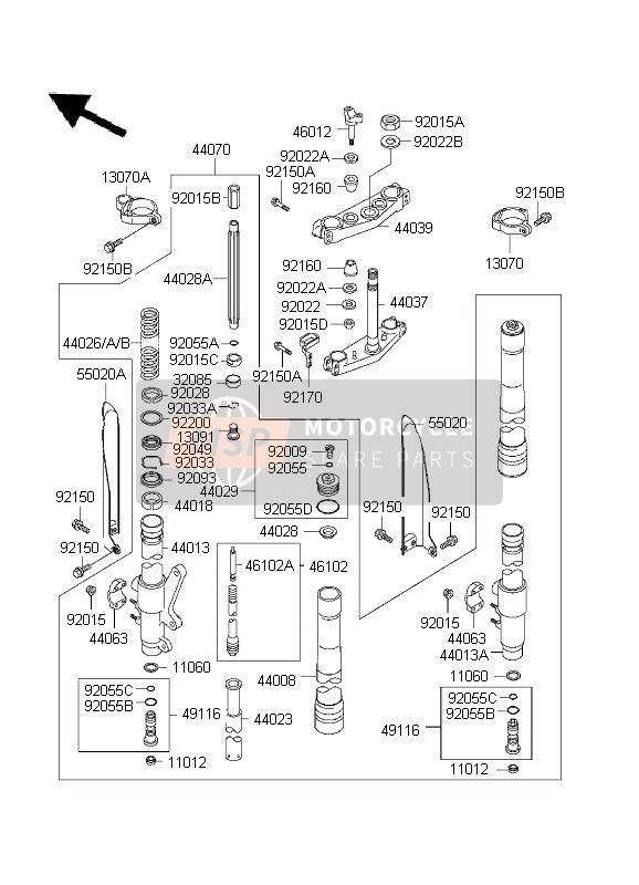 440701551JS, DAMPER-ASSY,Fork,Bronze, Kawasaki, 0