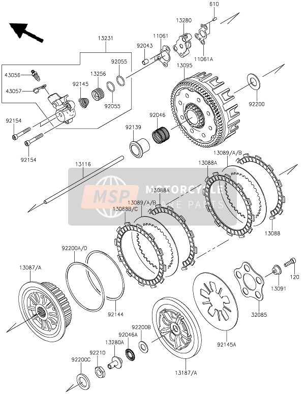 Kawasaki KX250X 2022 CLUTCH for a 2022 Kawasaki KX250X