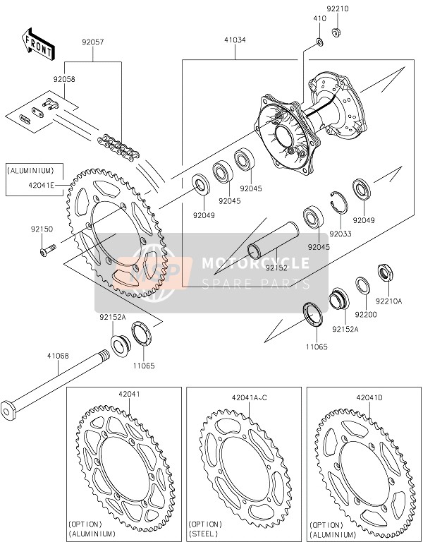 Kawasaki KX250X 2022 Buje trasero para un 2022 Kawasaki KX250X