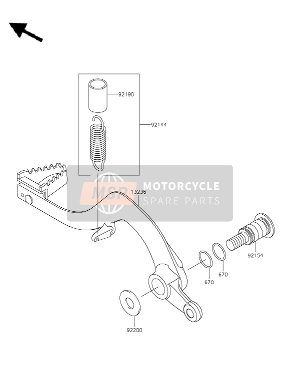 Kawasaki KX250X 2022 Pédale de frein pour un 2022 Kawasaki KX250X