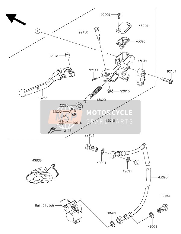 Kawasaki KX250X 2022 KUPPLUNGSNEHMERZYLINDER für ein 2022 Kawasaki KX250X