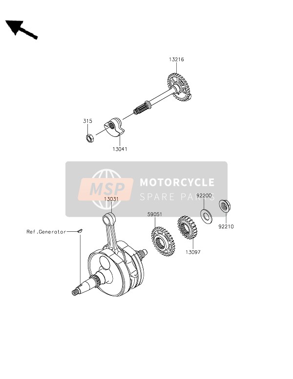 Kawasaki KX450 2022 Cigüeñal para un 2022 Kawasaki KX450