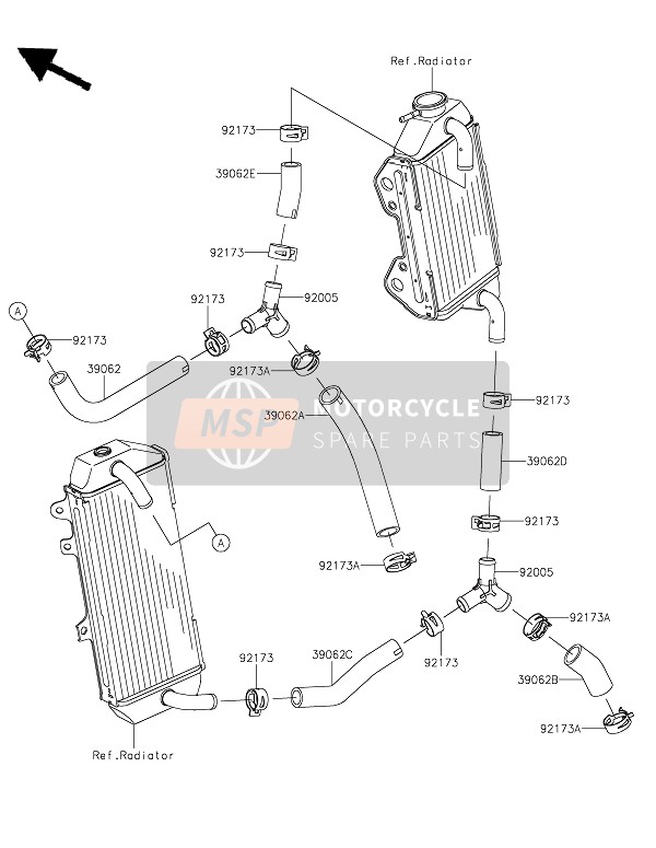 Kawasaki KX450X 2022 Tubo dell'acqua per un 2022 Kawasaki KX450X