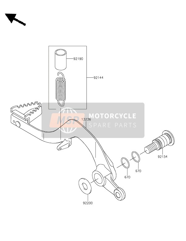 Kawasaki KX450X 2022 Pédale de frein pour un 2022 Kawasaki KX450X