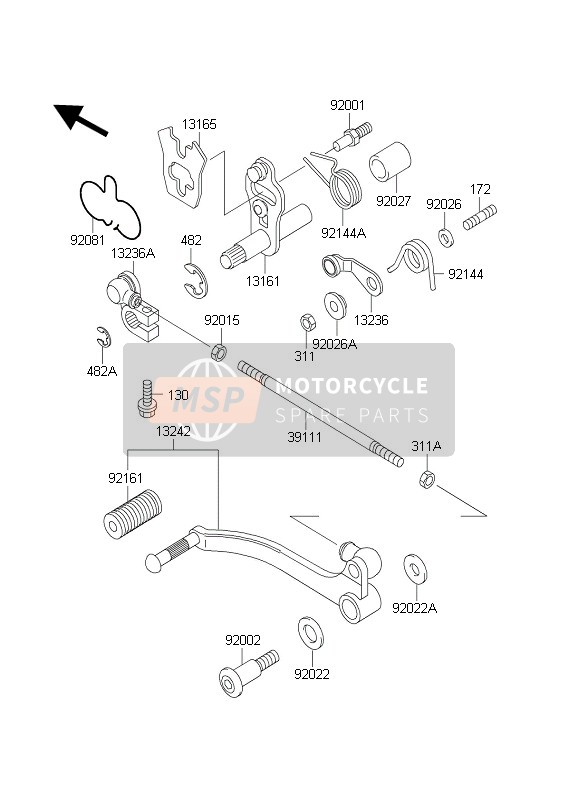 Kawasaki KLE500 2003 Gear Change Mechanism for a 2003 Kawasaki KLE500