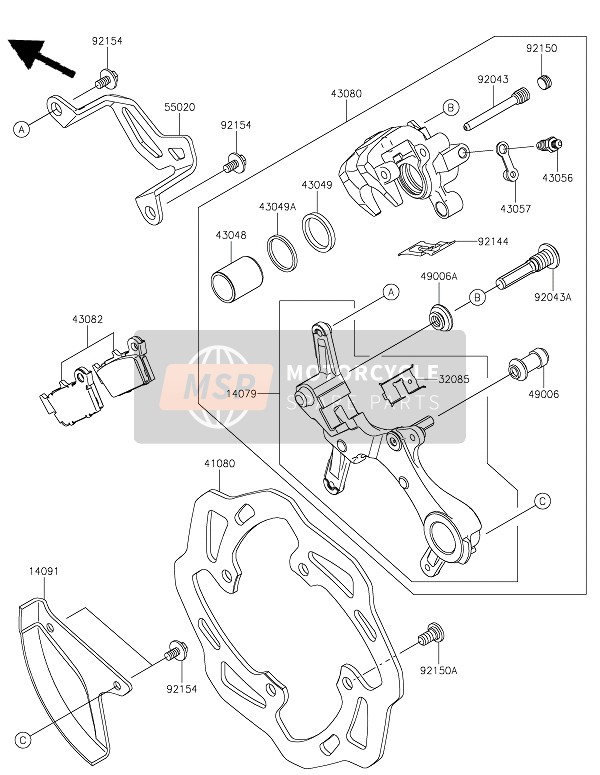 Kawasaki KX450X 2022 REAR BRAKE for a 2022 Kawasaki KX450X