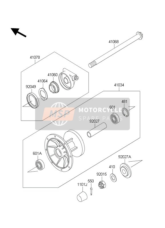 Kawasaki KLE500 2003 Buje delantero para un 2003 Kawasaki KLE500