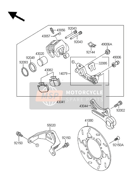 Kawasaki KDX200 1996 Frein arriere pour un 1996 Kawasaki KDX200