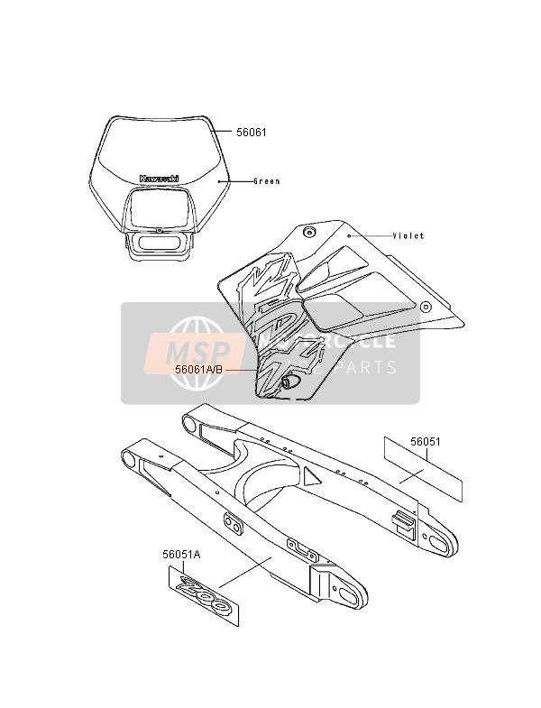 Kawasaki KDX200 1996 Decals for a 1996 Kawasaki KDX200