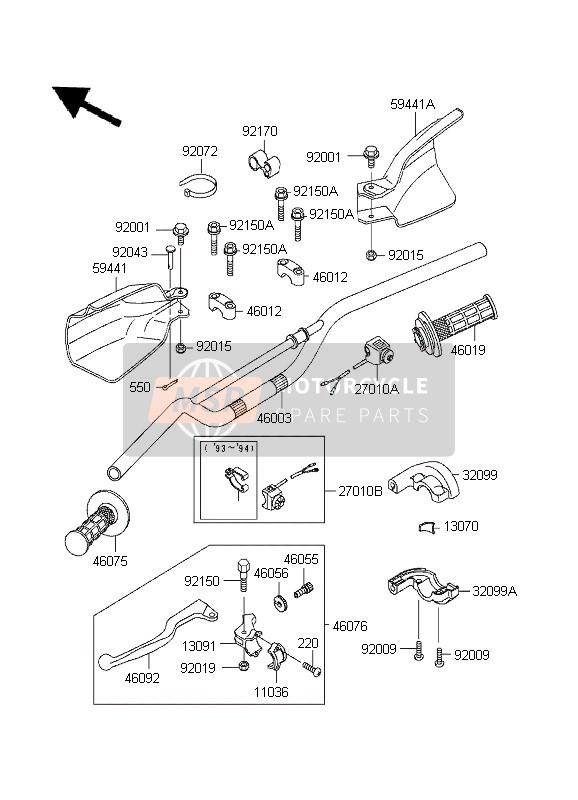 Kawasaki KLX250R 1995 Handlebar for a 1995 Kawasaki KLX250R