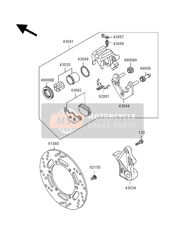 Kawasaki KLR650 1996 Rear Brake for a 1996 Kawasaki KLR650