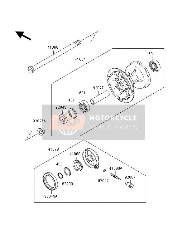 Kawasaki KLX250R 1996 VORDERRADNABE für ein 1996 Kawasaki KLX250R