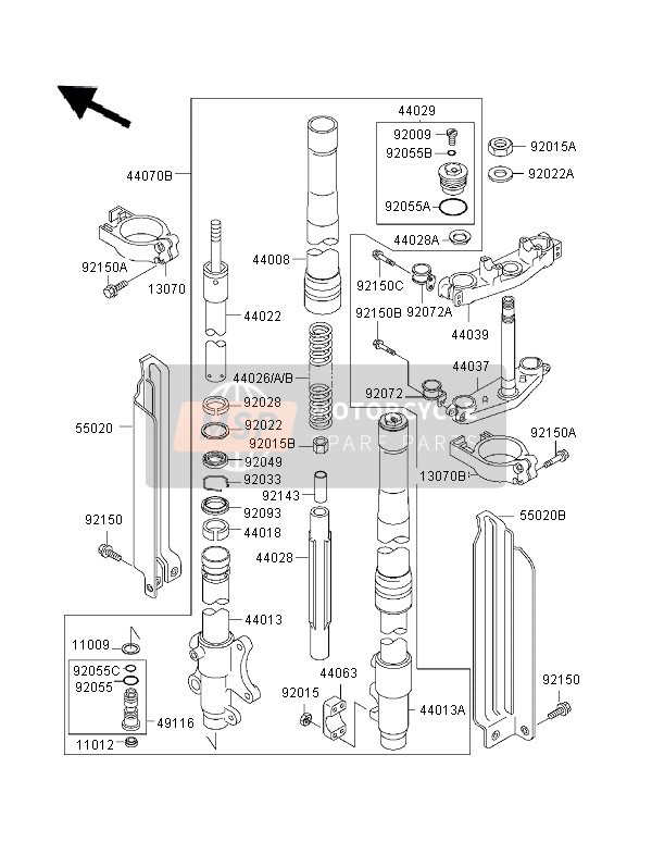 44008102414, PIPE-FORK Outer,Gold, Kawasaki, 0