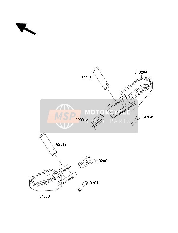 Kawasaki KX60 1996 Repose Pieds pour un 1996 Kawasaki KX60